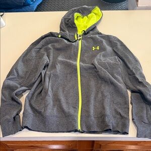 Under Armour Men's Gray and Neon Yellow Zip-Up Sweater